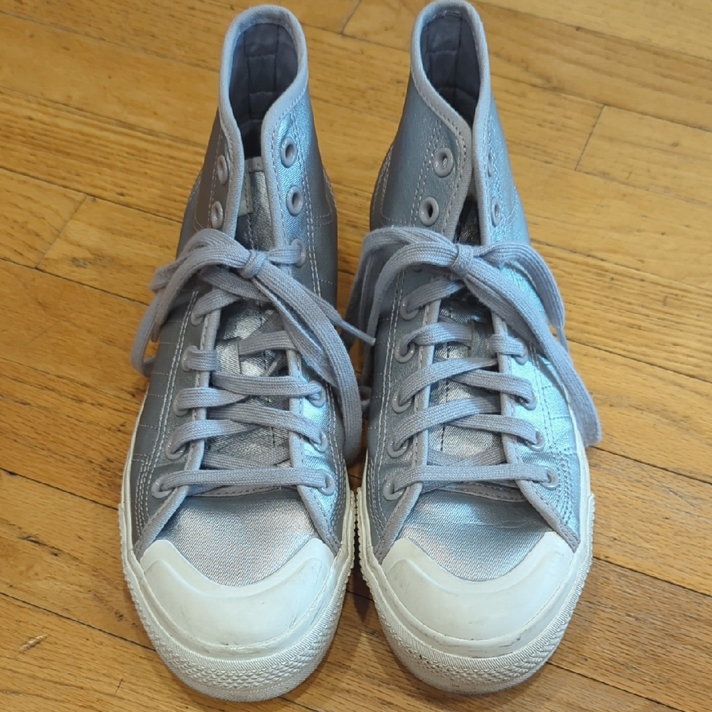 Adidas Silver High-Top Sneakers